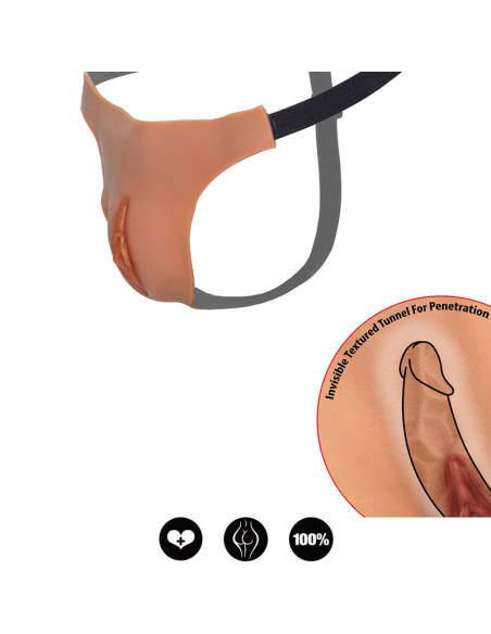 HIDDEN DESIRE - ALTER EGO TANGA VAGINA ABIERTA AJUSTABLE NATURAL