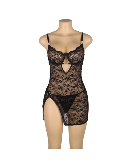 SUBBLIME - 954185 BABYDOLL DE ENCAJE CON TIRANTES AJUSTABLES NEGRO S-M