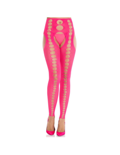 LEG AVENUE - MEDIAS OPACAS SIN TIRANTES Y COSTURAS ROSA NEÓN