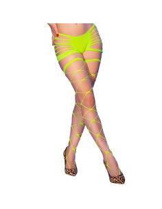 CHILIROSE - CR 4867 MEDIAS DE REJILLA CON AGUJEROS VERDE NEÓN