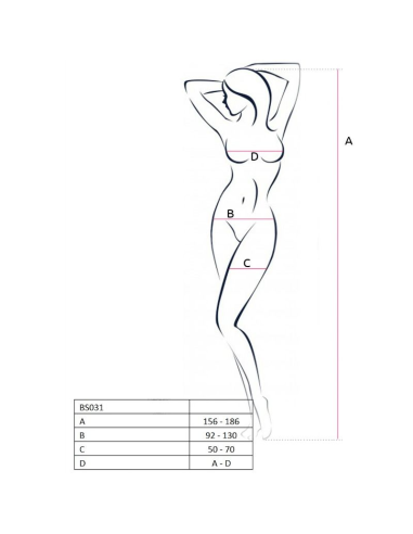 PASSION - WOMAN BS031 BODYSTOCKING BLANCO TALLA ÚNICA