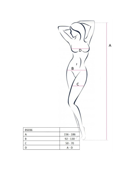 PASSION - WOMAN BS036 BODYSTOCKING BLANCO TALLA ÚNICA