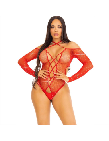 LEG AVENUE - BODY CROTCHLESS CON BRILLO ROJO