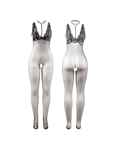 SUBBLIME - 951993 BODYSTOCKING CROTCHLESS DE REJILLA TRANSPARENTE NEGRO TALLA ÚNICA