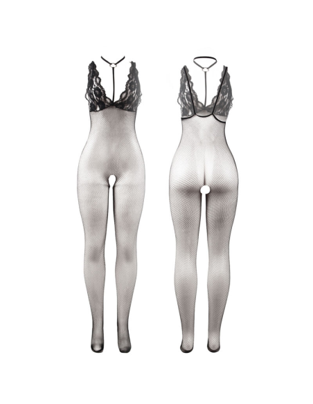 SUBBLIME - 951993 BODYSTOCKING CROTCHLESS DE REJILLA TRANSPARENTE NEGRO TALLA ÚNICA