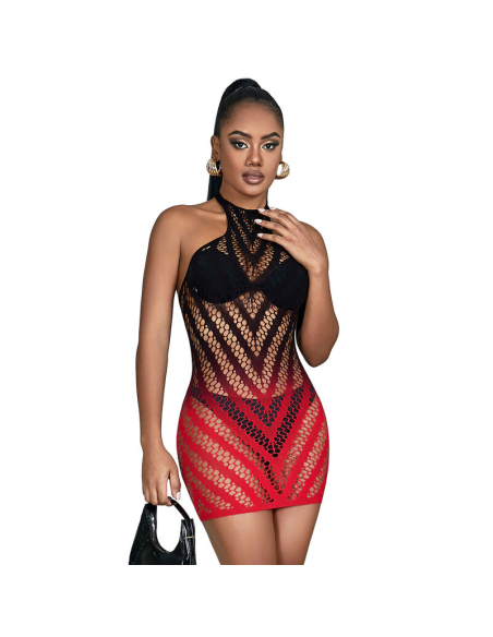 SUBBLIME - 952242 VESTIDO DE REJILLA ELÁSTICO DEGRADADO ROJO Y NEGRO TALLA ÚNICA