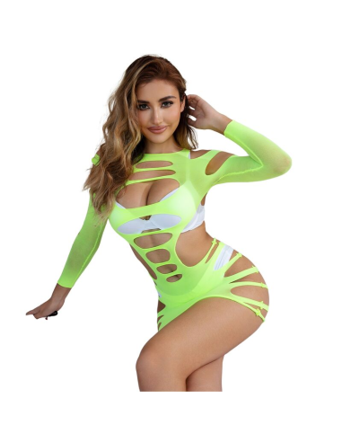 SUBBLIME - 952280 VESTIDO DE REJILLA ELÁSTICO MANGA LARGA VERDE TALLA ÚNICA