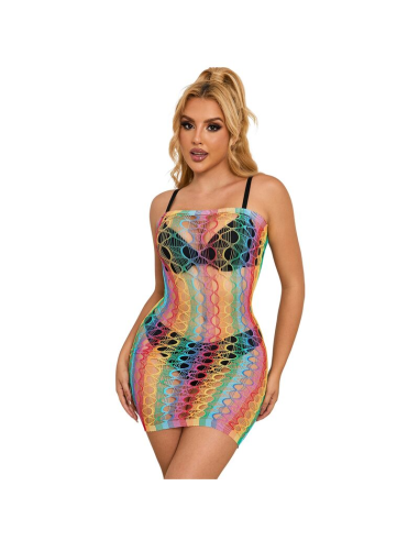 SUBBLIME - 952365 VESTIDO DE REJILLA HOMBROS DESCUBIERTOS ARCOIRIS TALLA ÚNICA