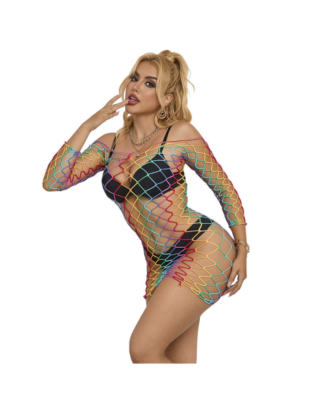 SUBBLIME - 952426 VESTIDO DE REJILLA MANGA LARGA ARCOIRIS TALLA ÚNICA