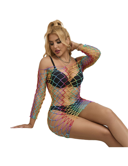 SUBBLIME - 952426 VESTIDO DE REJILLA MANGA LARGA ARCOIRIS TALLA ÚNICA