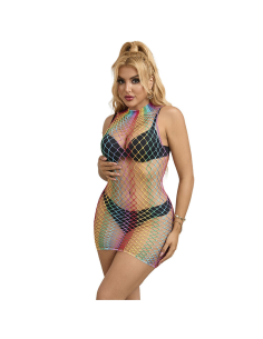 SUBBLIME - 952433 VESTIDO DE REJILLA SIN MANGAS CON CUELLO ALTO ARCOIRIS TALLA ÚNICA