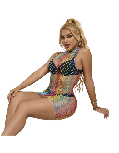 SUBBLIME - 952433 VESTIDO DE REJILLA SIN MANGAS CON CUELLO ALTO ARCOIRIS TALLA ÚNICA