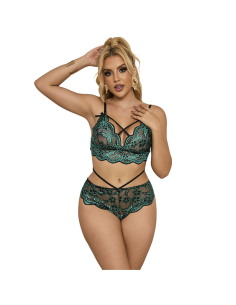 SUBBLIME - 954086 SUJETADOR PANTIES ENCAJE VERDE S-M