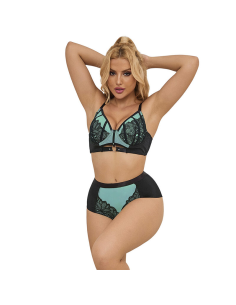 SUBBLIME - 955557 CONJUNTO SUJETADOR CON CREMALLERA DE MALLA DE CHAROL VERDE S-M