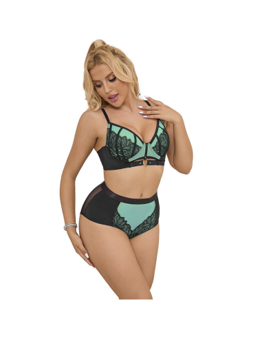 SUBBLIME - 955557 CONJUNTO SUJETADOR CON CREMALLERA DE MALLA DE CHAROL VERDE S-M