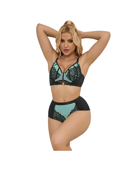 SUBBLIME - 955564 CONJUNTO SUJETADOR CON CREMALLERA DE MALLA DE CHAROL VERDE L-XL