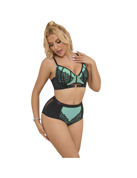 SUBBLIME - 955564 CONJUNTO SUJETADOR CON CREMALLERA DE MALLA DE CHAROL VERDE L-XL
