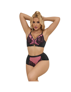 SUBBLIME - 955571 CONJUNTO SUJETADOR CON CREMALLERA DE MALLA DE CHAROL ROSA S-M