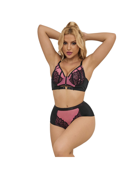 SUBBLIME - 955571 CONJUNTO SUJETADOR CON CREMALLERA DE MALLA DE CHAROL ROSA S-M