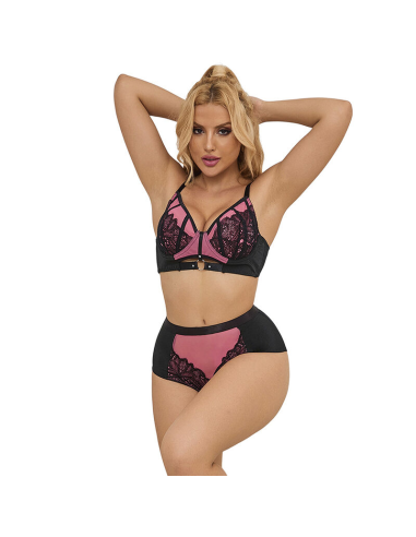 SUBBLIME - 955588 CONJUNTO SUJETADOR CON CREMALLERA DE MALLA DE CHAROL ROSA L-XL