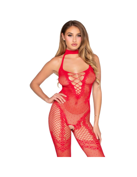 LEG AVENUE - 89336 BODYSTOCKING SIN ENTREPIERNA ROJO - TALLA ÚNICA
