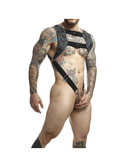 MOB - DNGEON ARNÉS CON ANILLO PLATEADO PARA EL PENE TALLA ÚNICAS