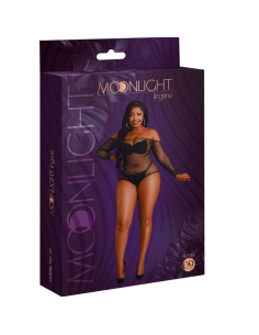 MOONLIGHT - MODELO 9 BODY MANGA LARGA NEGRO BRILLANTE TALLA ÚNICA - PLUS SIZE