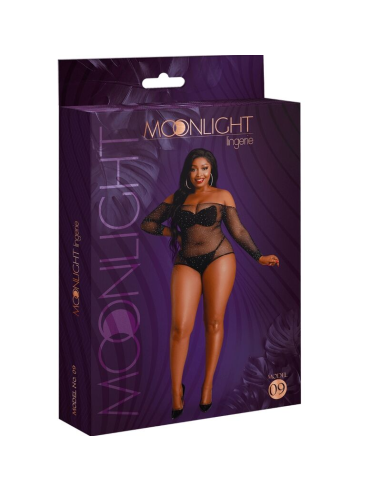 MOONLIGHT - MODELO 9 BODY MANGA LARGA NEGRO BRILLANTE TALLA ÚNICA - PLUS SIZE