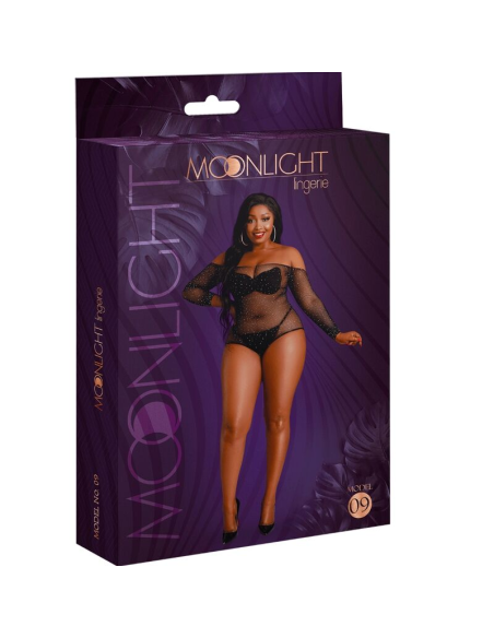 MOONLIGHT - MODELO 9 BODY MANGA LARGA NEGRO BRILLANTE TALLA ÚNICA - PLUS SIZE