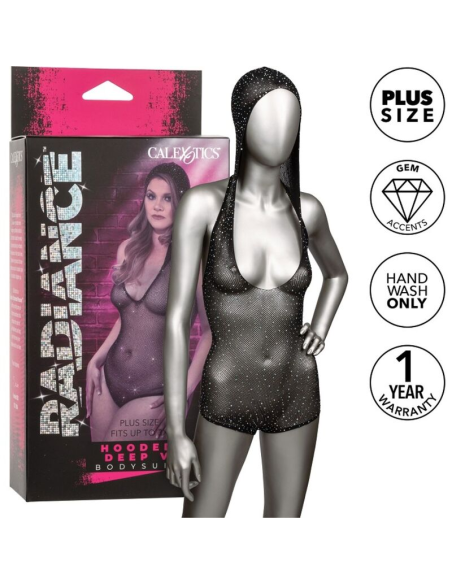 CALEXOTICS - RADIANCE BODY CON CAPUCHA Y ESCOTE EN V PRONUNCIADO TALLA GRANDE