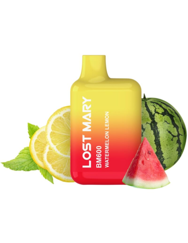 LOST MARY - (PACK PROFESIONAL EXPOSITOR - 10 UNIDADES) BM600 VAPER NICOTINA 2 DESECHABLE SABOR SANDÍA LIMÓN