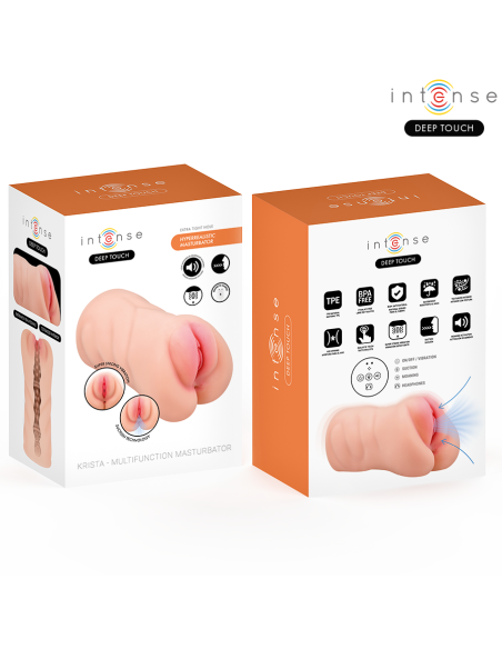 INTENSE DEEP TOUCH - KRISTA MASTURBADOR ANO Y VAGINA CON EFECTO SUCCION, VIBRACION Y VOZ CON CONTROL REMOTO 1.2KG