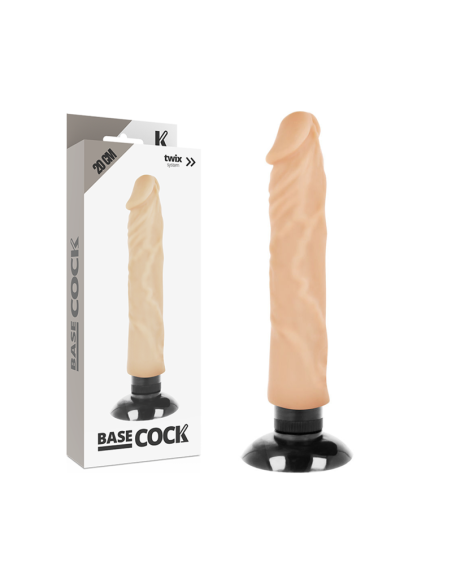 BASECOCK - VIBRADOR REALÍSTICO 2-1 NATURAL 20 CM -O- 4 CM