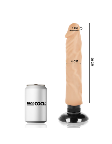 BASECOCK - VIBRADOR REALÍSTICO 2-1 NATURAL 20 CM -O- 4 CM