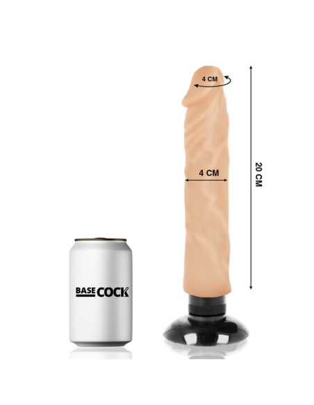 BASECOCK - VIBRADOR REALÍSTICO 2-1 NATURAL 20 CM -O- 4 CM